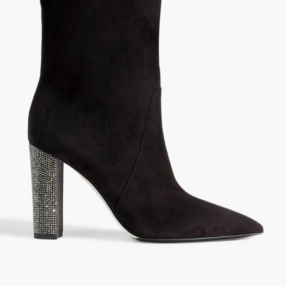 Rene Caovilla Nina Suede Crystal Ankle Booties